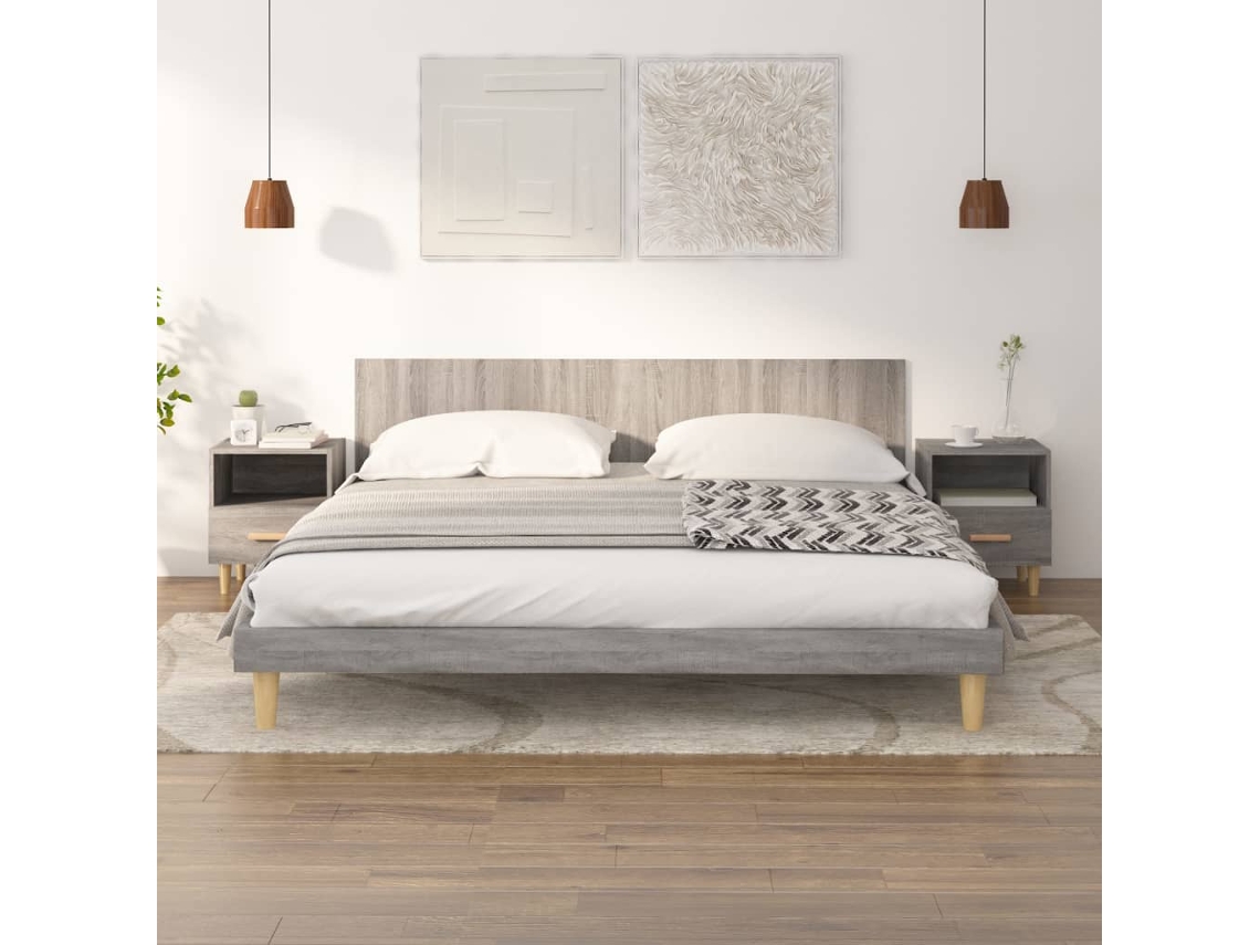 Mesitas de Noche LOVELY HOME Mesinha 2 Pcs 40X35X47 Cm Sonoma Cinzento