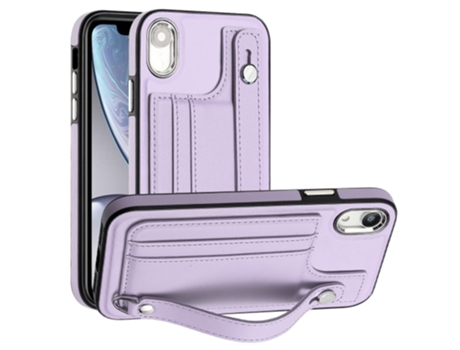 Funda Mobile Phone Cases Shockproof With Wrist para iPhone XR Piel Marrón