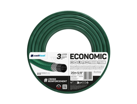 Manguera de jardín ECONOMIC de 3 capas, diámetro de 15mm y una longitud de 20 metros