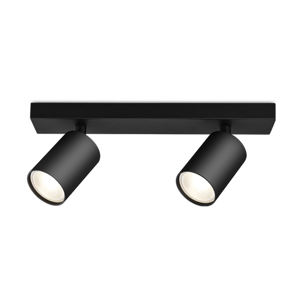 Lámpara de techo 2 Beta-W2 Alu GU10 2x35W Spotlights negros BRAYTRON