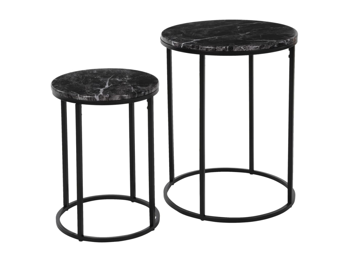 H&S Collection Juego de mesitas auxiliares 2 piezas negro