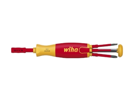 WIHA Destornillador con cargador LiftUp electric ranurado, Phillips, con 6 slimBits (38610)