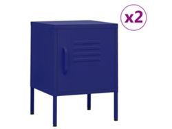 Mesitas de Noche LOVELY HOME Mesinha 2 Pcs 35X35X51 Cm Aço Azul-Marinho