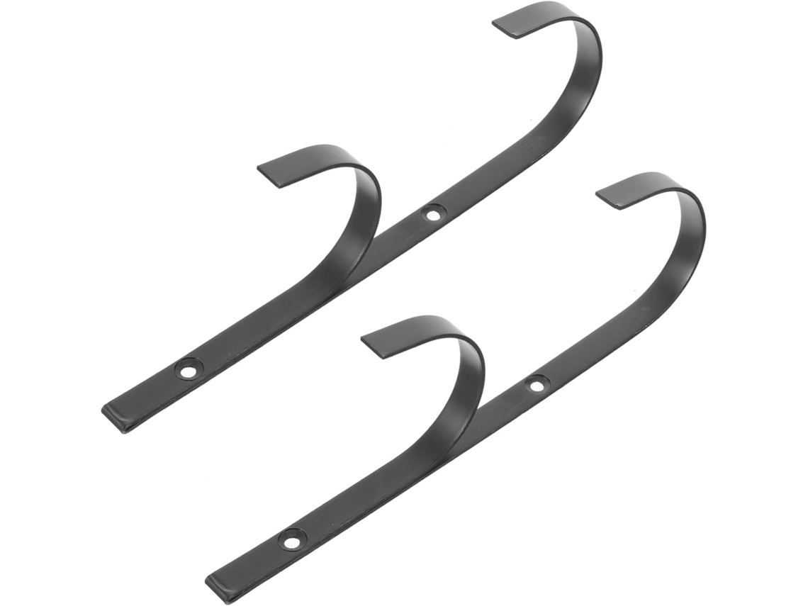 Soportes Metal Negro Postes Piscina Ganchos Hierro Multiusos Resistencia Juego 2 Accesorios Almacenamiento