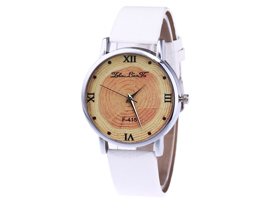 Reloj De Cuarzo Unisex Con Correa De Cuero Pu Zhoulianfa Dial Anular Blanco