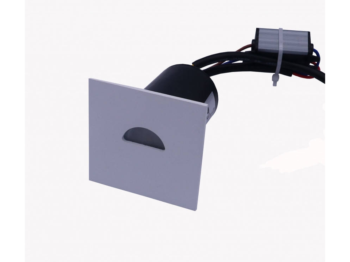 Baliza Exterior Led 2w Empotrable Aluminio Pared Cuadrado Blanco Guell 2700k Branco Quente