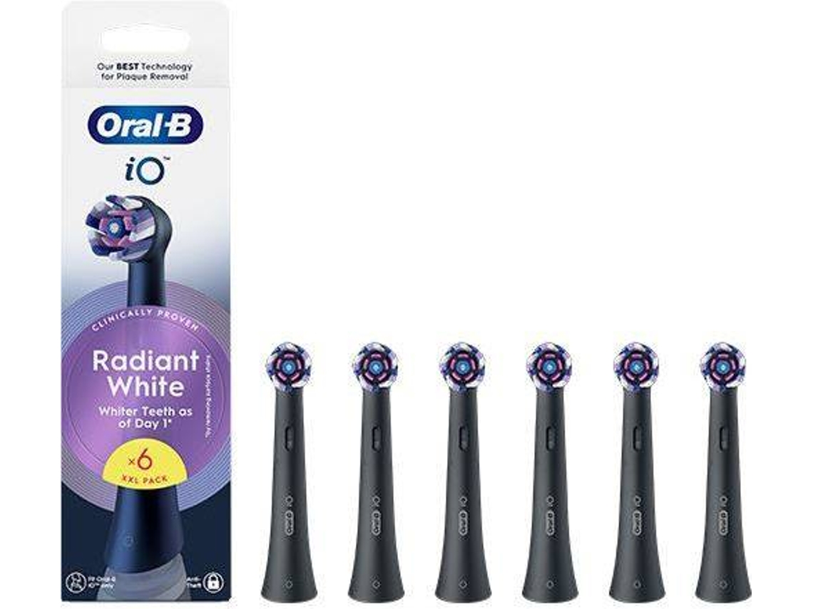Recambio para Cepillos de Dientes ORAL-B IO Radiant White (6 Unidades - Negro)