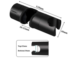 Soporte De Ducha Universal Negro Para Barra 18-25mm, Abs Sólido, Actualizado, Instalación Sin Herramientas, 360° Gireable