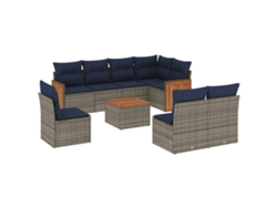 Maison Exclusive - Conjunto De Sofá De Jardín De 9 Piezas Con Cojines, Poliratán Gris