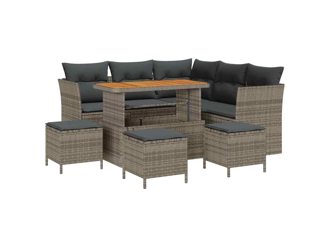 Maison Exclusive - Conjunto de sofá de jardín de 9 piezas con cojines, gris