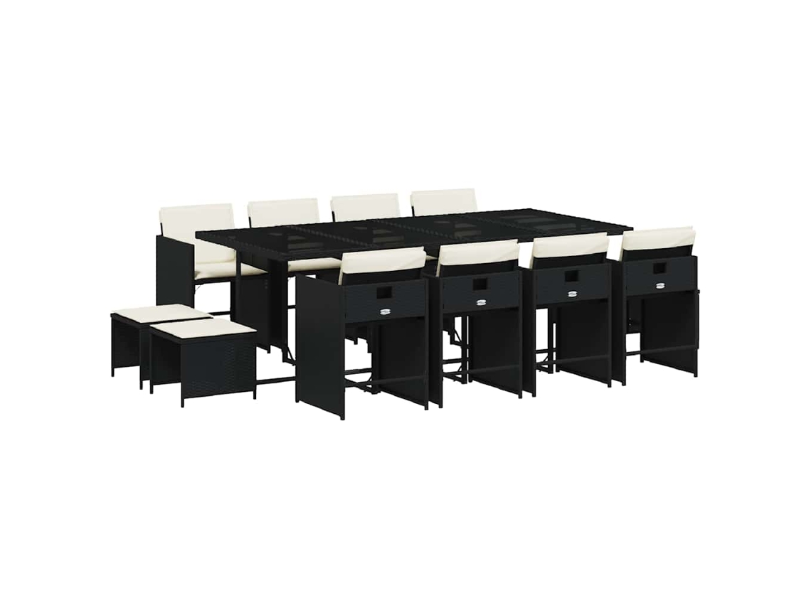 Maison Exclusive - Set Comedor De Jardín Con Cojines 13 Pzas Ratán Sintético Negro