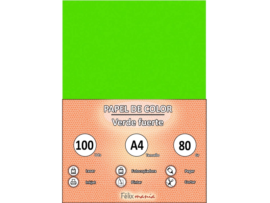 80Gr A4 Paper Green Strong 100 Hojas
