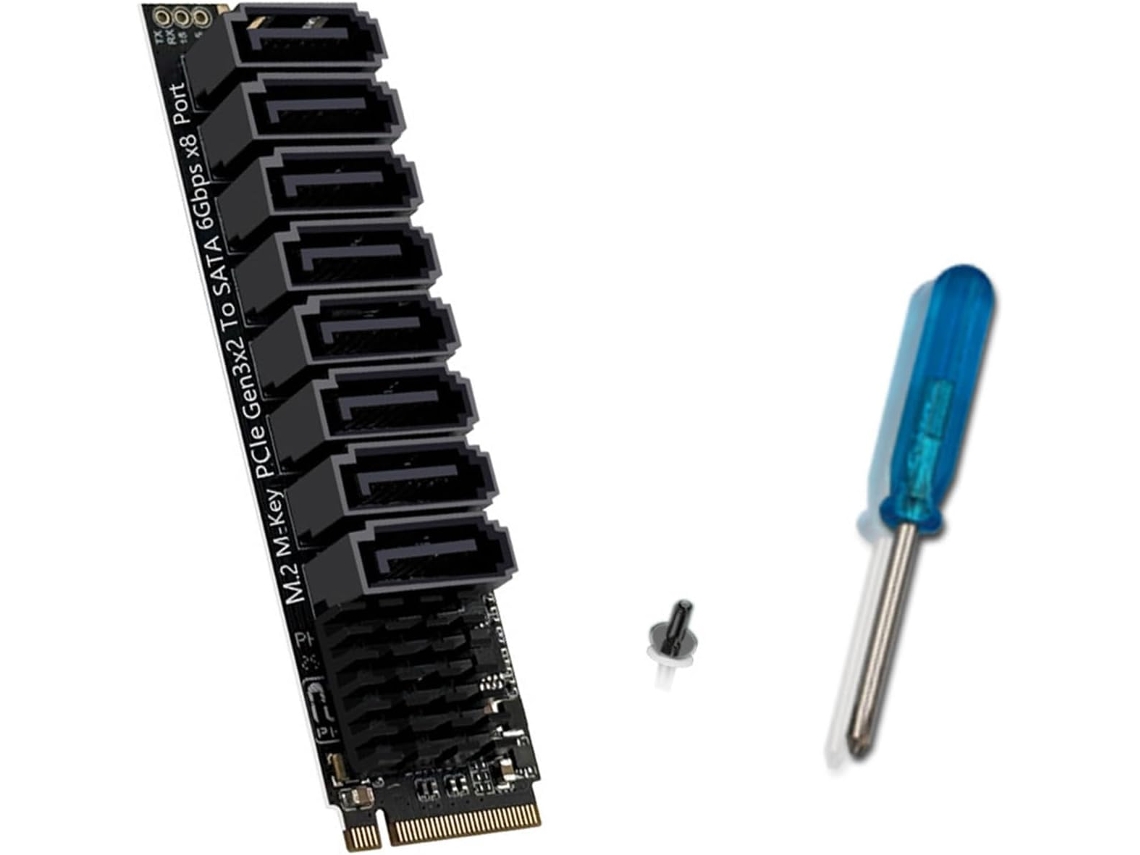 Tarjeta De Expansión Nvme Pcie A Sata3 De 6 Gb/s Con Puertos Para Discos Duros Y Adaptador Disipador De Calor De Aluminio.