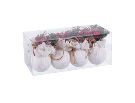 Pack 8 Bolas Navidad Blancas Adorno Pinos 9 Cm