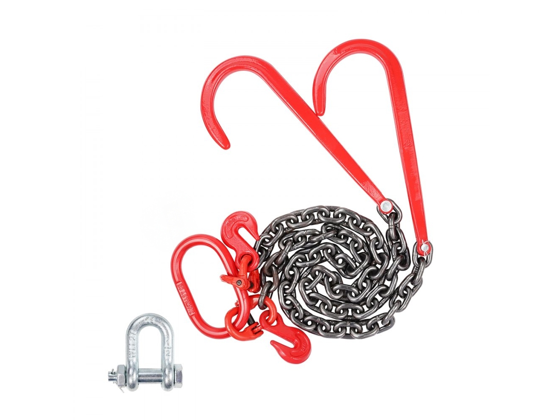 Cadena de remolque G80 de 10 mm con ganchos en J de 90 cm para vehículos pesados Tekmaquinas