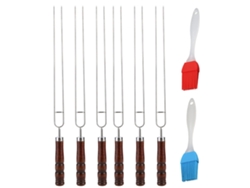 Brochetas para barbacoa de acero inoxidable de 6 piezas con 2 cepillos de silicona