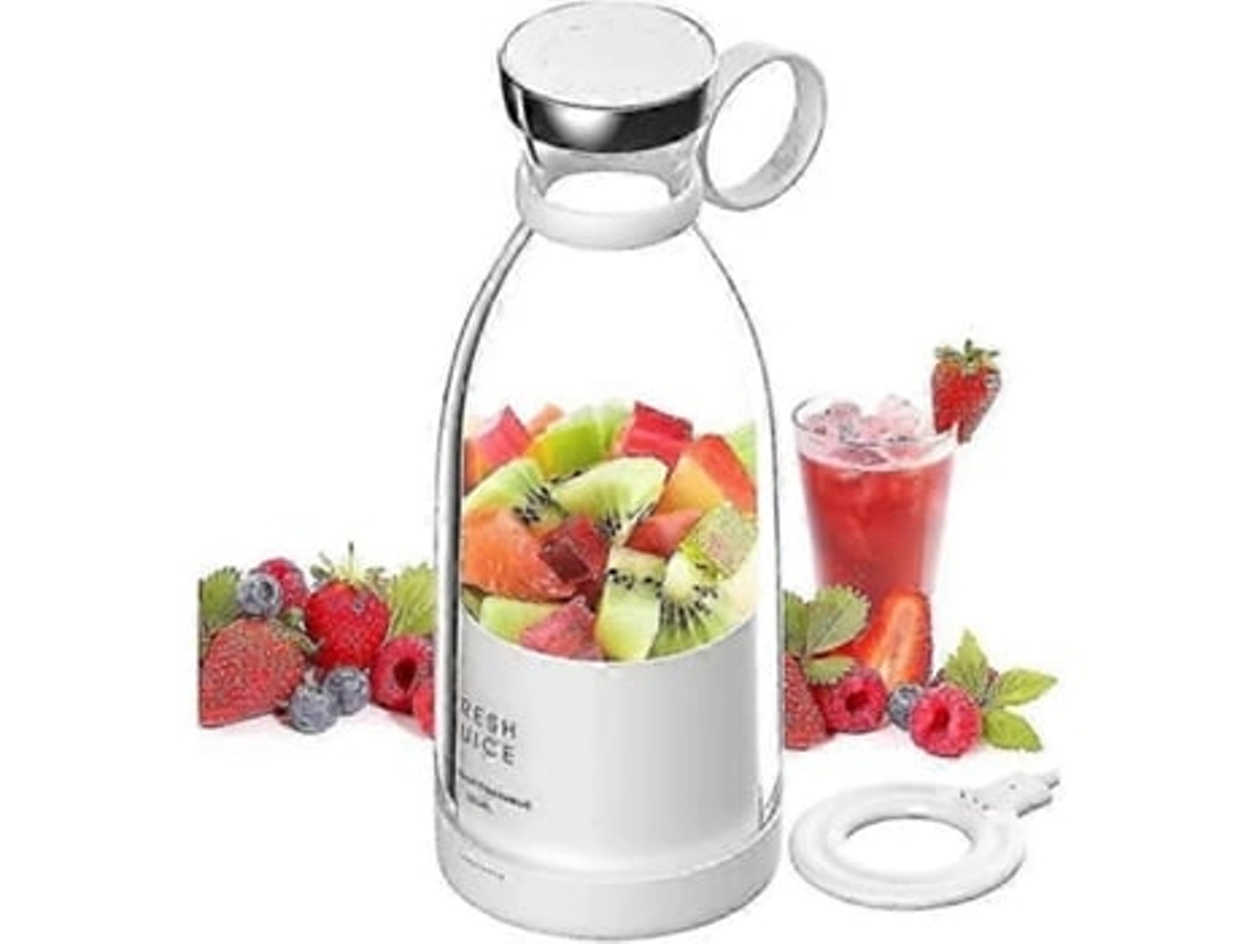 Licuadora portátil, recargable por USB, compatible con batidos y smoothies, 4 cuchillas, ideal para viajes, rosa y blanco Henten Home