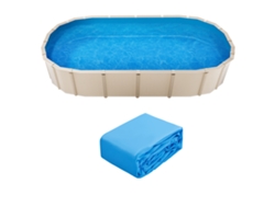 Revestimiento De Piscina Ovalado Succebuy De 16,4 X 9,8 Pies Revestimiento De Vinilo Unibead De 47 Pulgadas De Pared