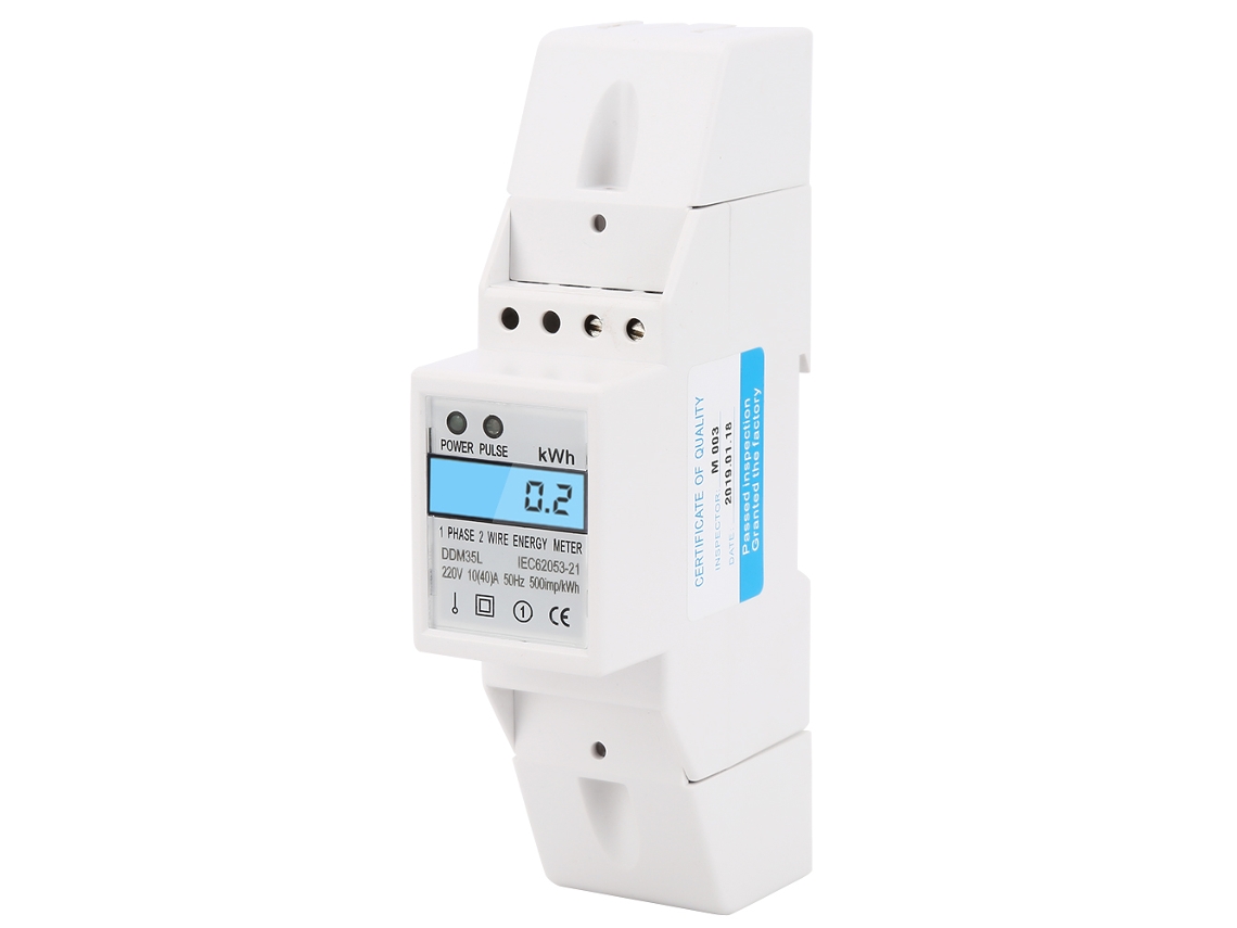 Medidor De Energía Eléctrico Monofásico Din-rail Con Pantalla Lcd Digital Ddm35l 10-40a