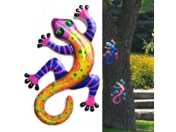 Decoración de pared de hierro con forma de gecko para uso doméstico y exterior.