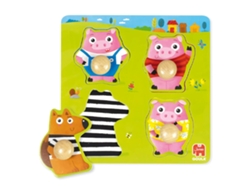 Puzzle GOULA 3 cerditos (Edad Minima recomendada: 12 meses; 4 piezas)