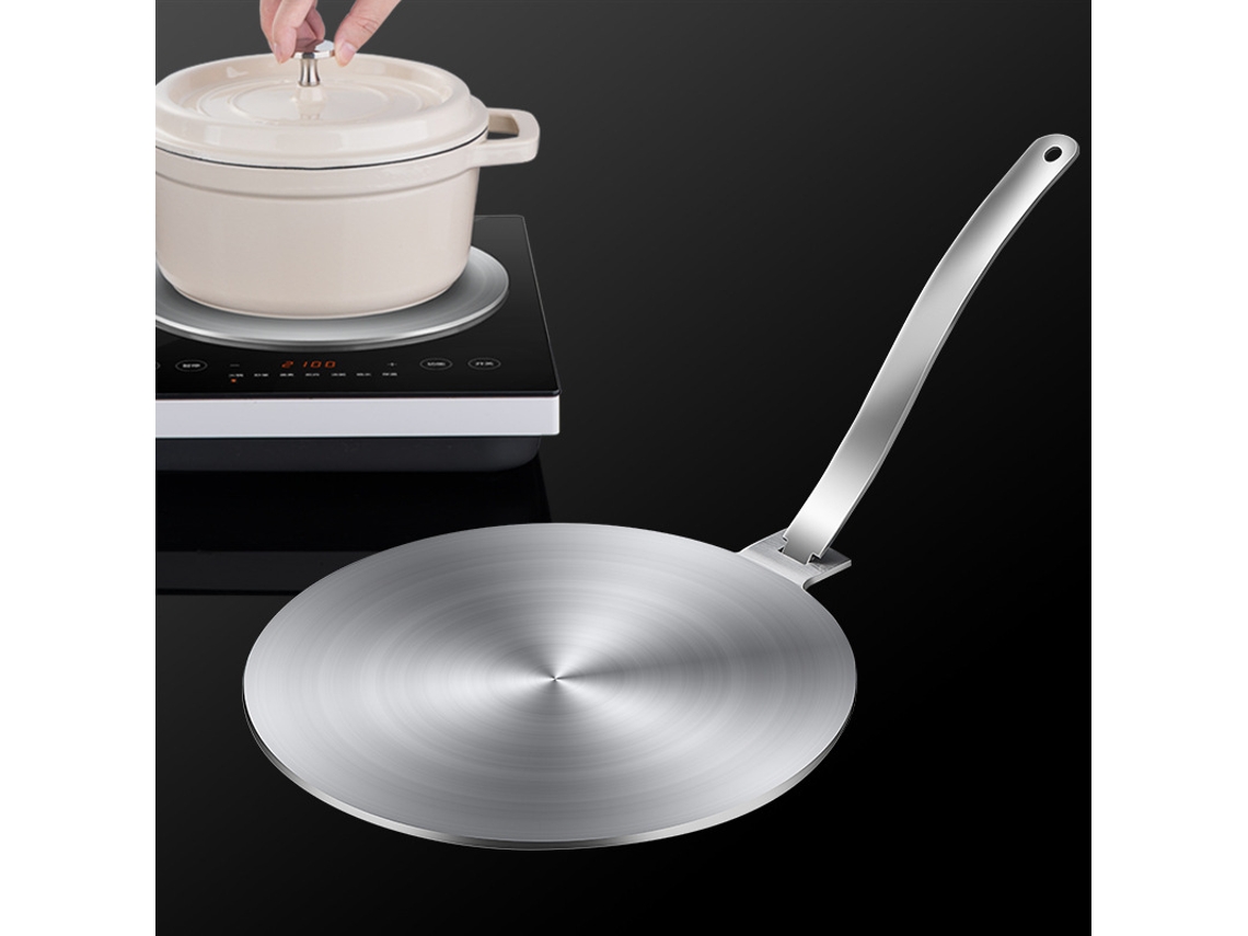 Adaptador de placa de inducción de acero inoxidable con asa extraíble para radiador, para utensilios de cocina de gas, 24 cm, SUNNY SPACES