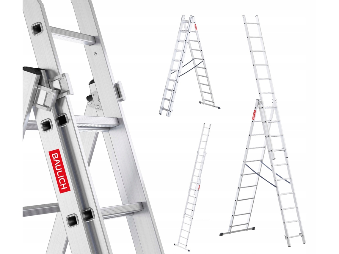 Escalera Aluminio 3x10 Multifuncional Universal 150 Kg Baulich