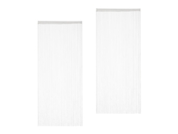 Relaxdays Set De Dos Cortinas De Hilos, Para Cortar, Con Pasador, Para Puertas Y Ventanas, 90x245 Cm, Blanca