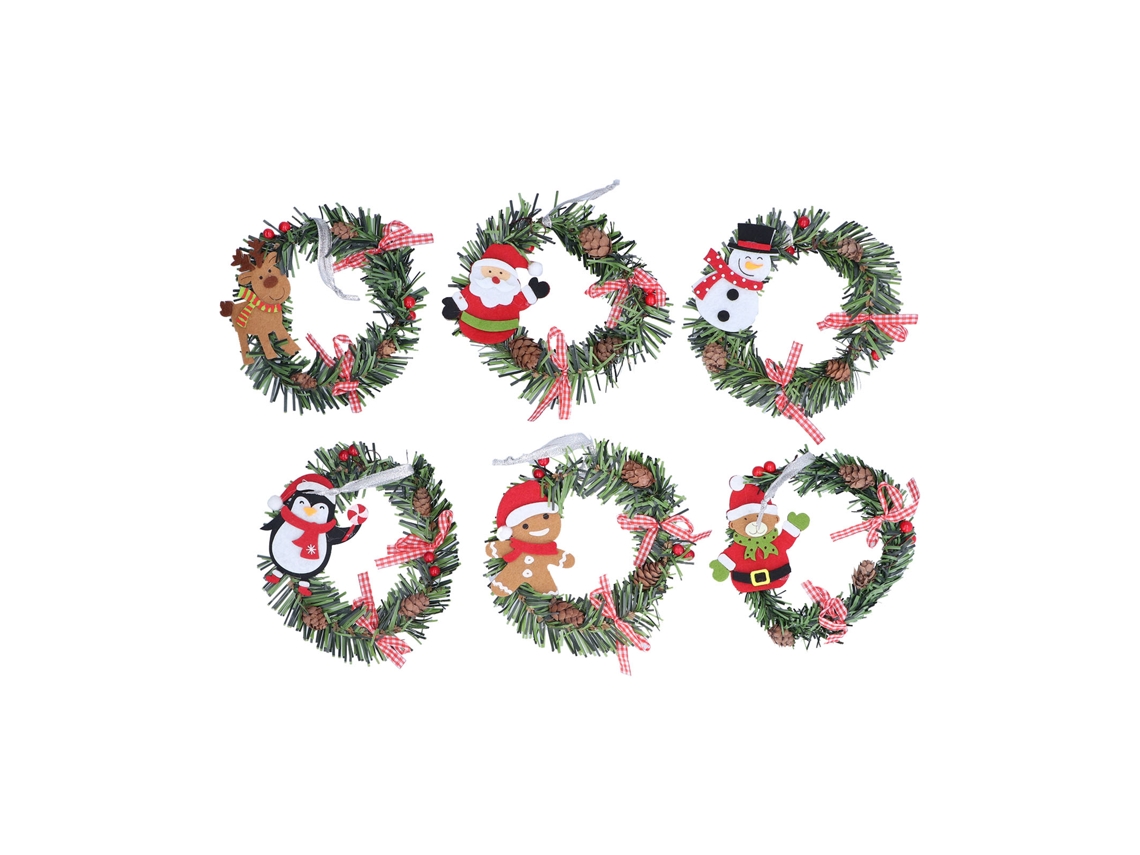 -6pcs Corona De Navidad De Pvc Premium Sin Ensamblaje Decoración Duradera Para Puerta Ventana Pared