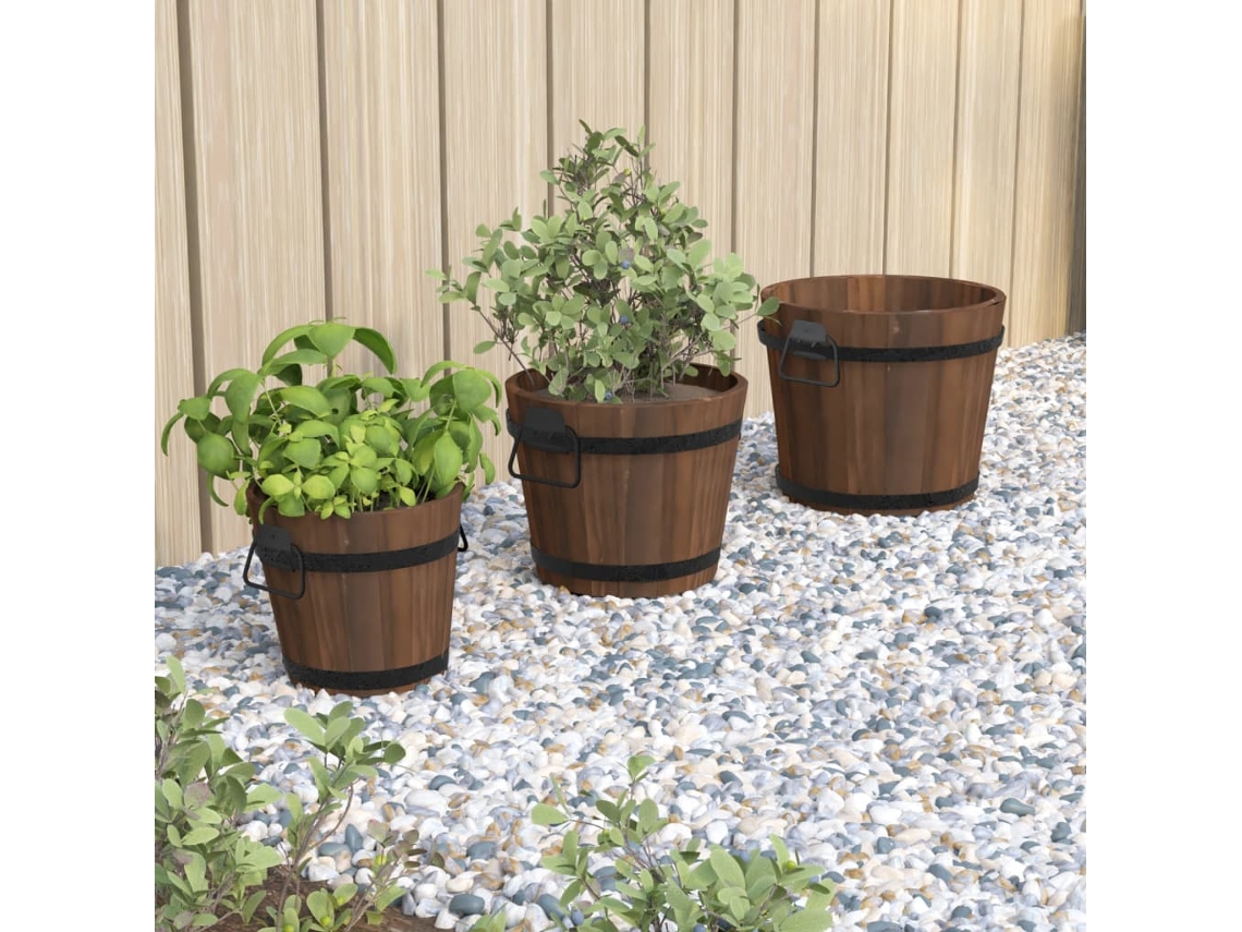 Juego De Maceteros Cubo De Madera 3 Uds | Jardinera Madera Maciza Abeto