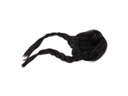 Peluca Larga Negra De Doble Trenza Con Flequillo Ajustable, Resistente Al Calor Para Cosplay.