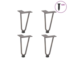 Patas Mesa Tipo Horquilla 4 Uds Acero Macizo Acero Natural 20cm