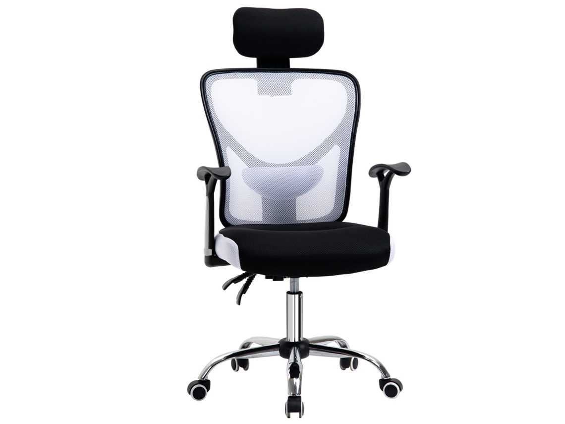 Silla Oficina Malla Reclinable Altura Regulable Blanca Negra
