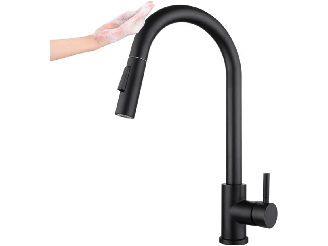 Grifo De Cocina Inteligente De Dos Piezas, Color Negro Mate, Para Montaje En Encimera.