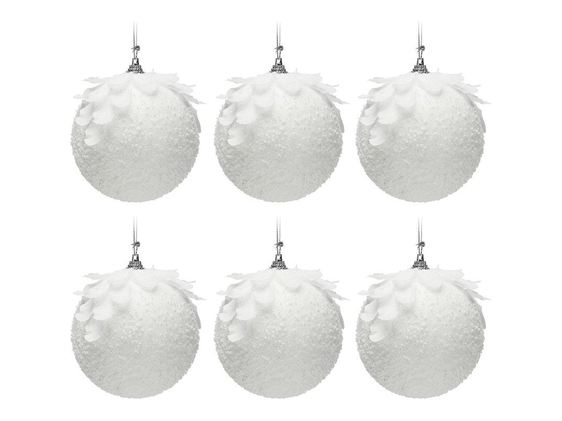 Adornos Navideños De Bolas Blancas Con Purpurina, Esferas Brillantes Para El Árbol De Navidad.