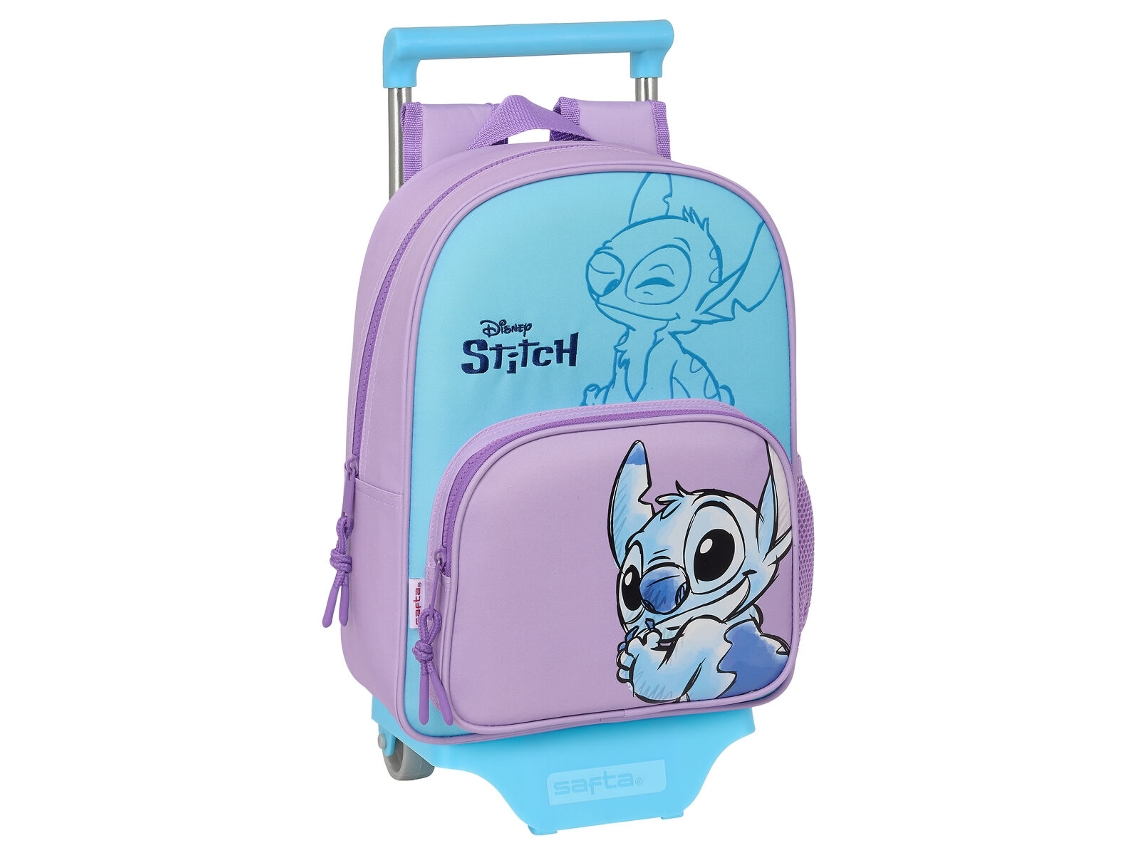 Mochila Escolar SAFTA com Rodas STITCH Sweet (Poliéster 300D - Lilás)