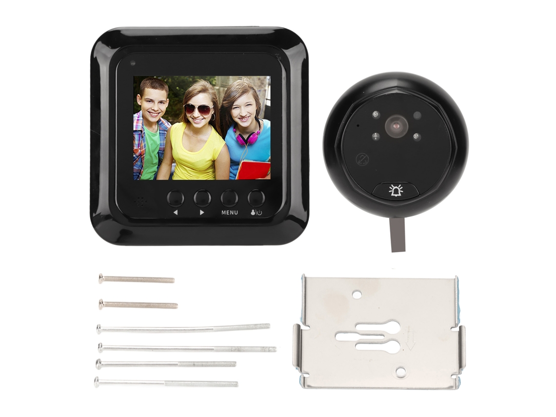 Videocancela Inteligente Com Visor Digital Câmera Olho De Gato Eletrônico 2.4'' Tft Segurança Residencial Preto
