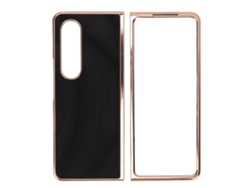 Capa De Telefone Para Samsung Galaxy Z Fold 4, Couro Sintético, Antirisco, Protetora, Design Dobrável, Preto