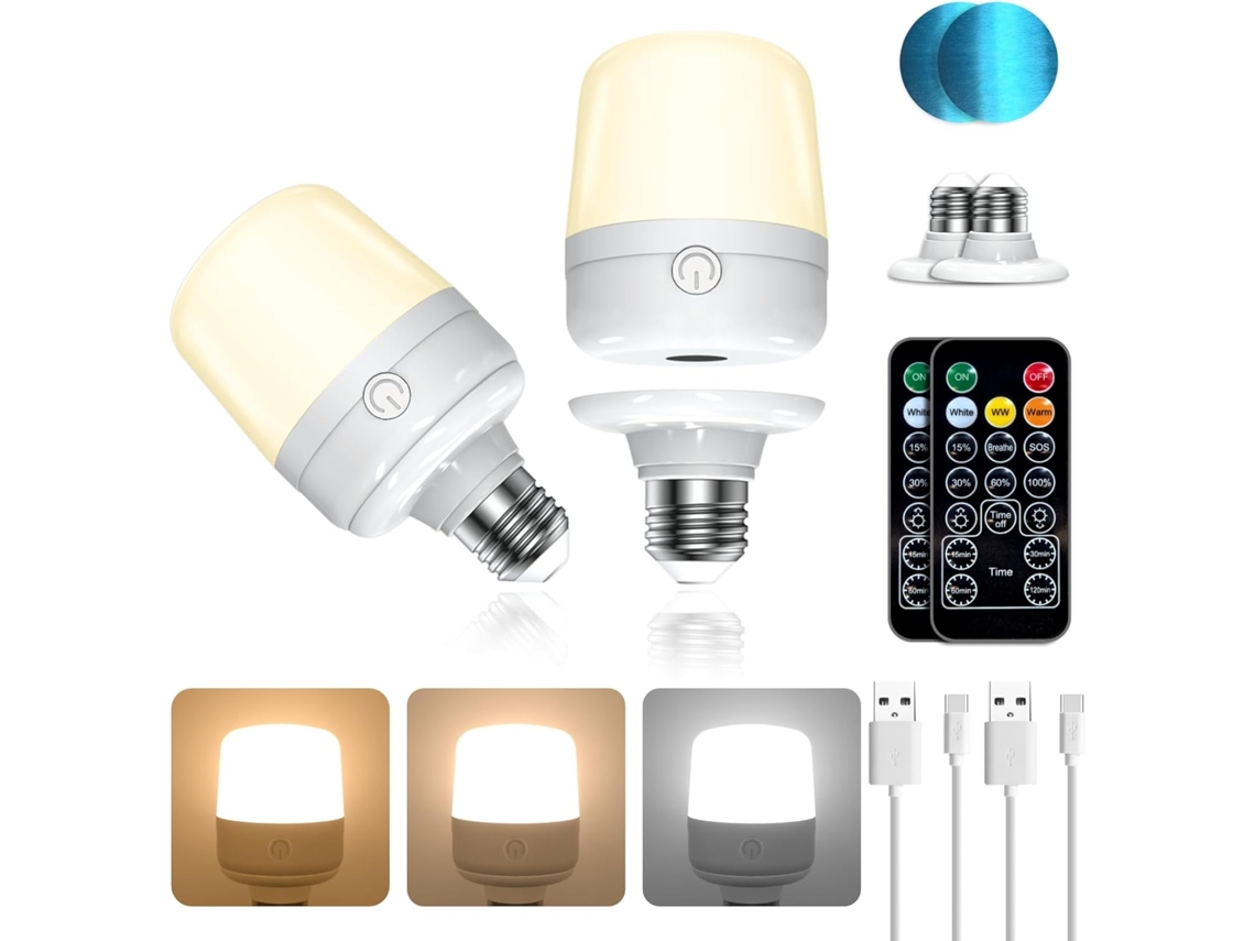 Nicecee - Juego de 2 luces de pared recargables por USB, 7 W, regulables, batería extraíble, apliques de pared