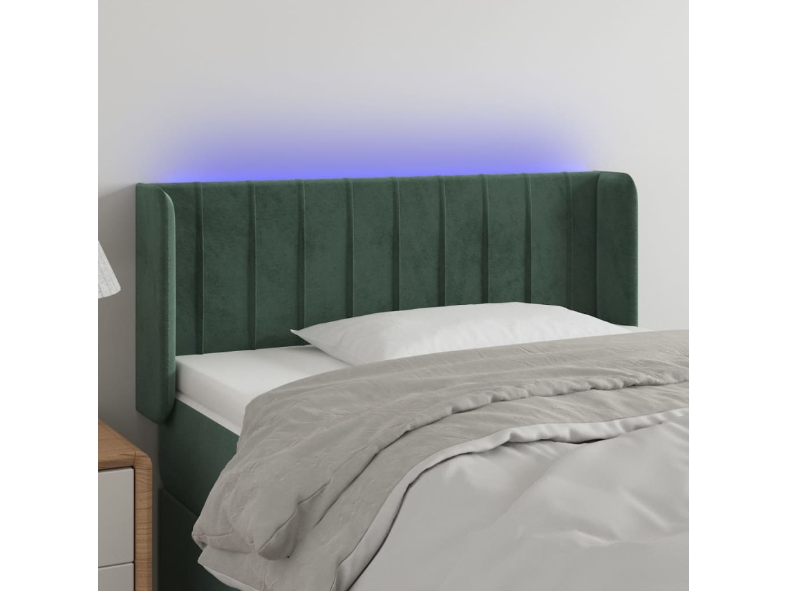 Cabecero Con Led De Terciopelo Verde Oscuro 93x16x78/88 Cm