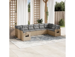 Conjunto de 10 sofás de jardín con cojines de mimbre beige de DKD Home Decor