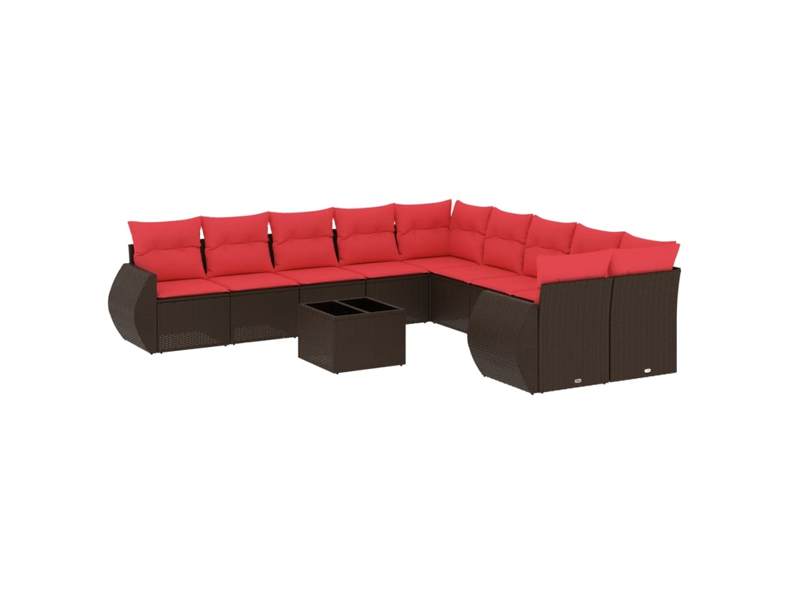 Maison Exclusive - Conjunto De Sofá De Jardín De 11 Piezas Con Cojines, De Poliratán Marrón