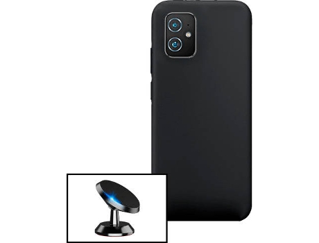 Carcasa + Soporte Magnético Asus Zenfone 8 PHONECARE Silicona Líquida Negro