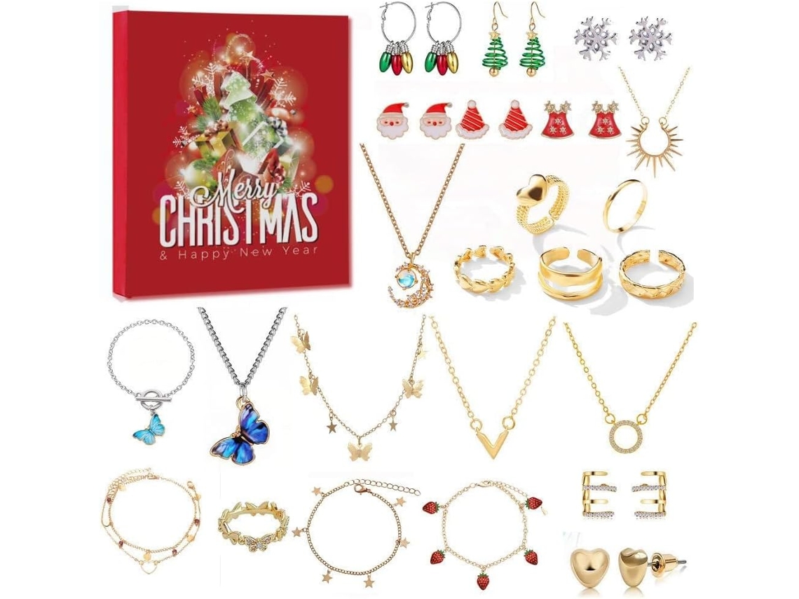 Pulsera Calendario de Adviento Navideño 2026, Kit para Hacer Joyería DIY con 24 Días, 22 Abalorios y 2 Pulseras Aeuzwr (k)