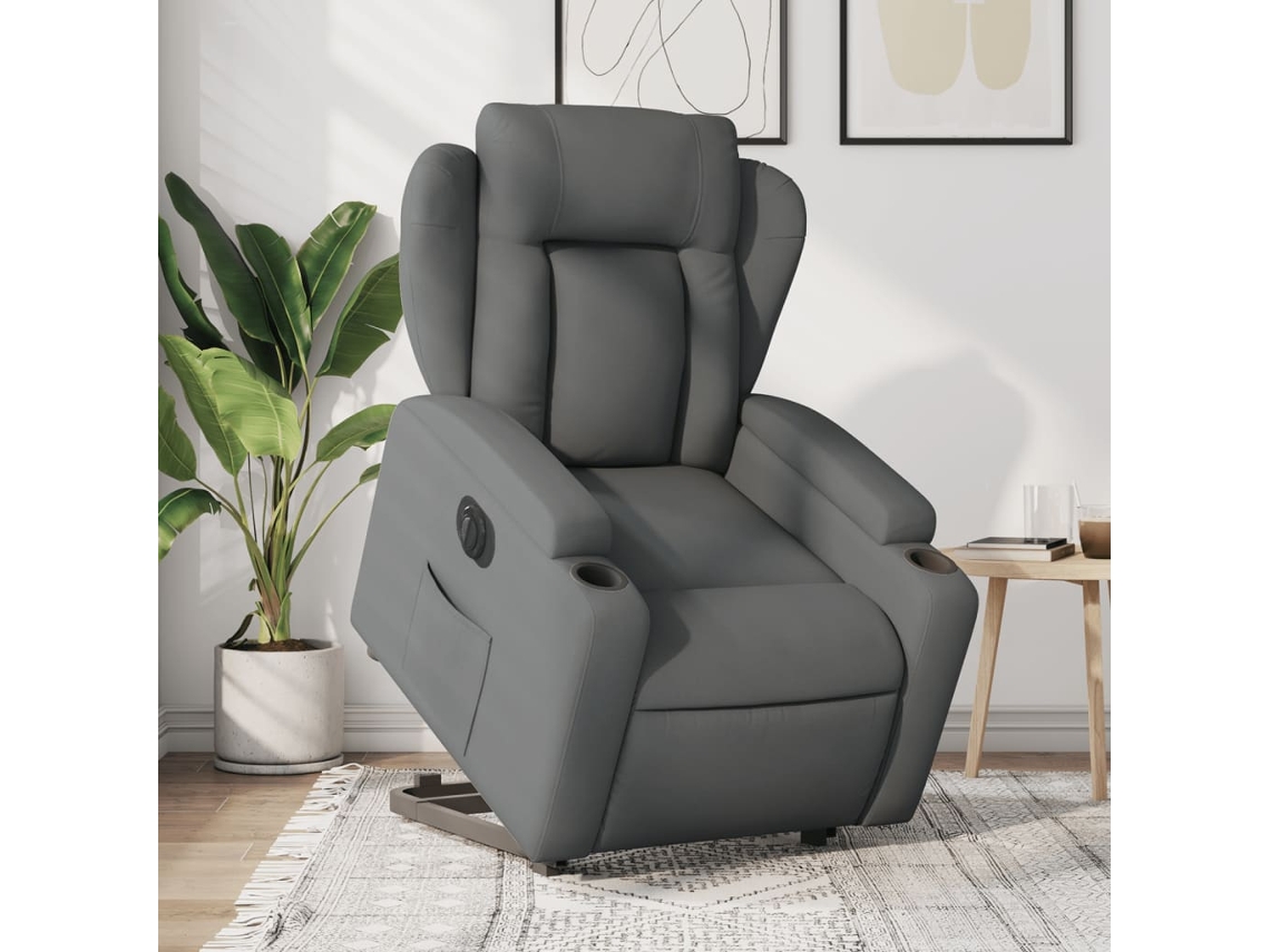 Sillón reclinable eléctrico con elevación, tela gris oscuro, DKD HOME DECOR