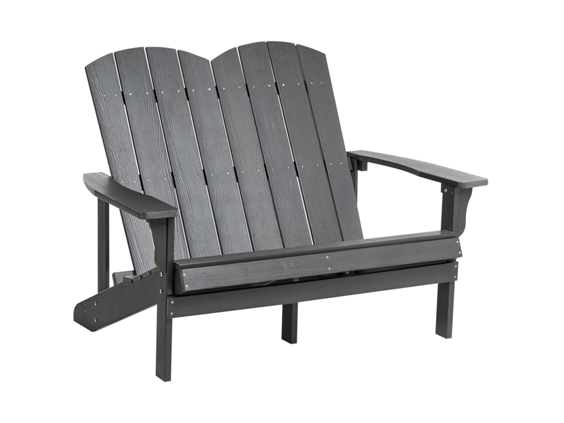 Banco de jardín Adirondack Beliani en plástico y madera gris 125 x 73 x 91