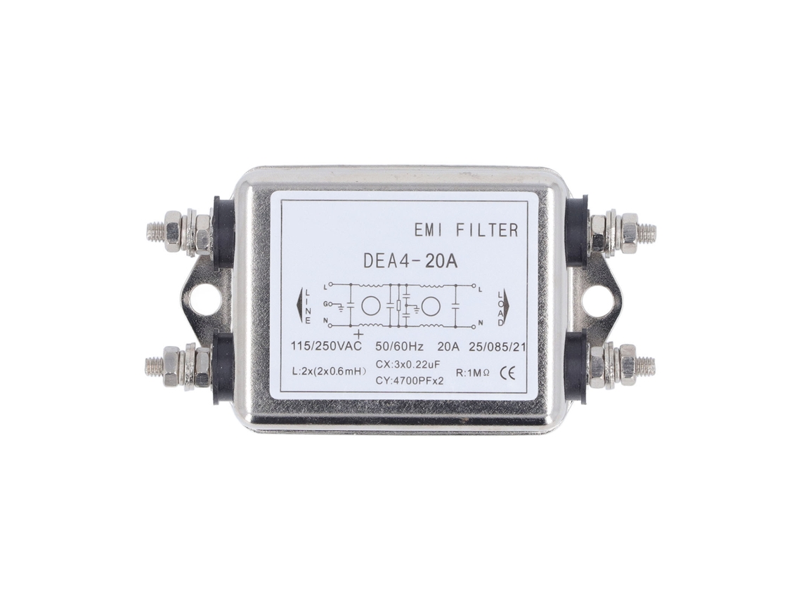 Filtro Emi Supresor De Ruido De Potencia 2 Polos 1 Fase Ac 115v 250v 20a 50/60hz