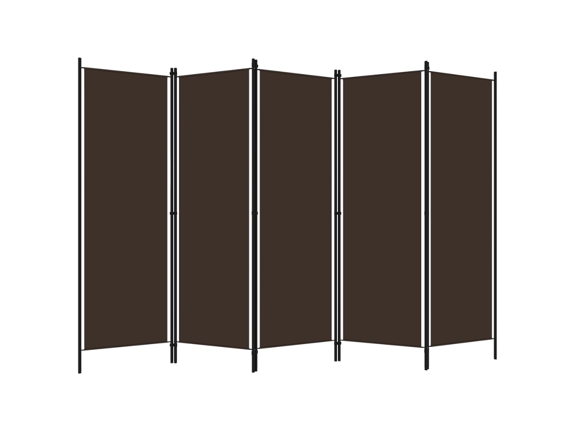 Biombo Divisor | Biombo Separador | Separador De Ambientes De 5 Paneles Marrón 250x180 Cm