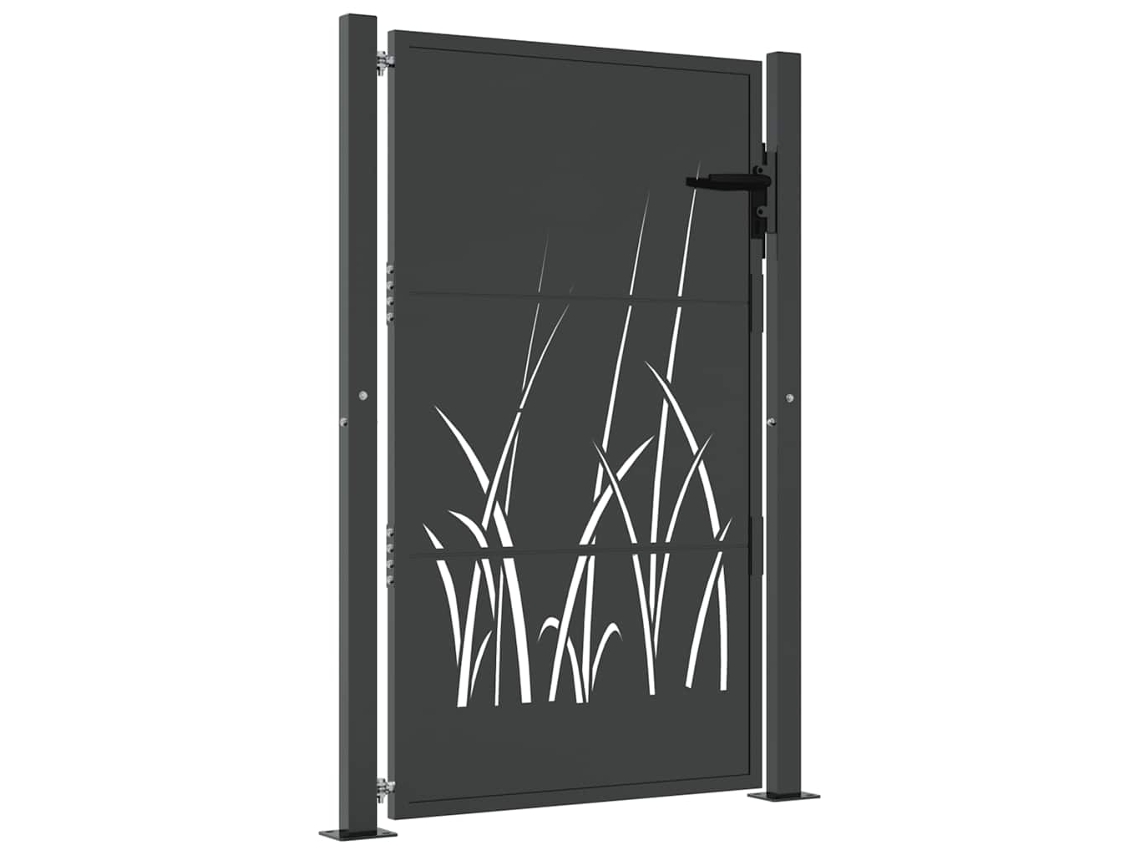 Maison Exclusive - Puerta De Jardín Antracita 100x125 Cm Acero Diseño Hierba