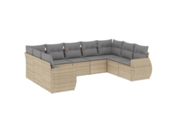 Maison Exclusive - Set De Sofás De Jardín 9 Pzas Con Cojines Ratán Sintético Beige
